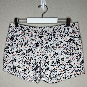 Banana Republic Factory Hampton Fit Blue White Floral Cotton Blend Shorts Size 8